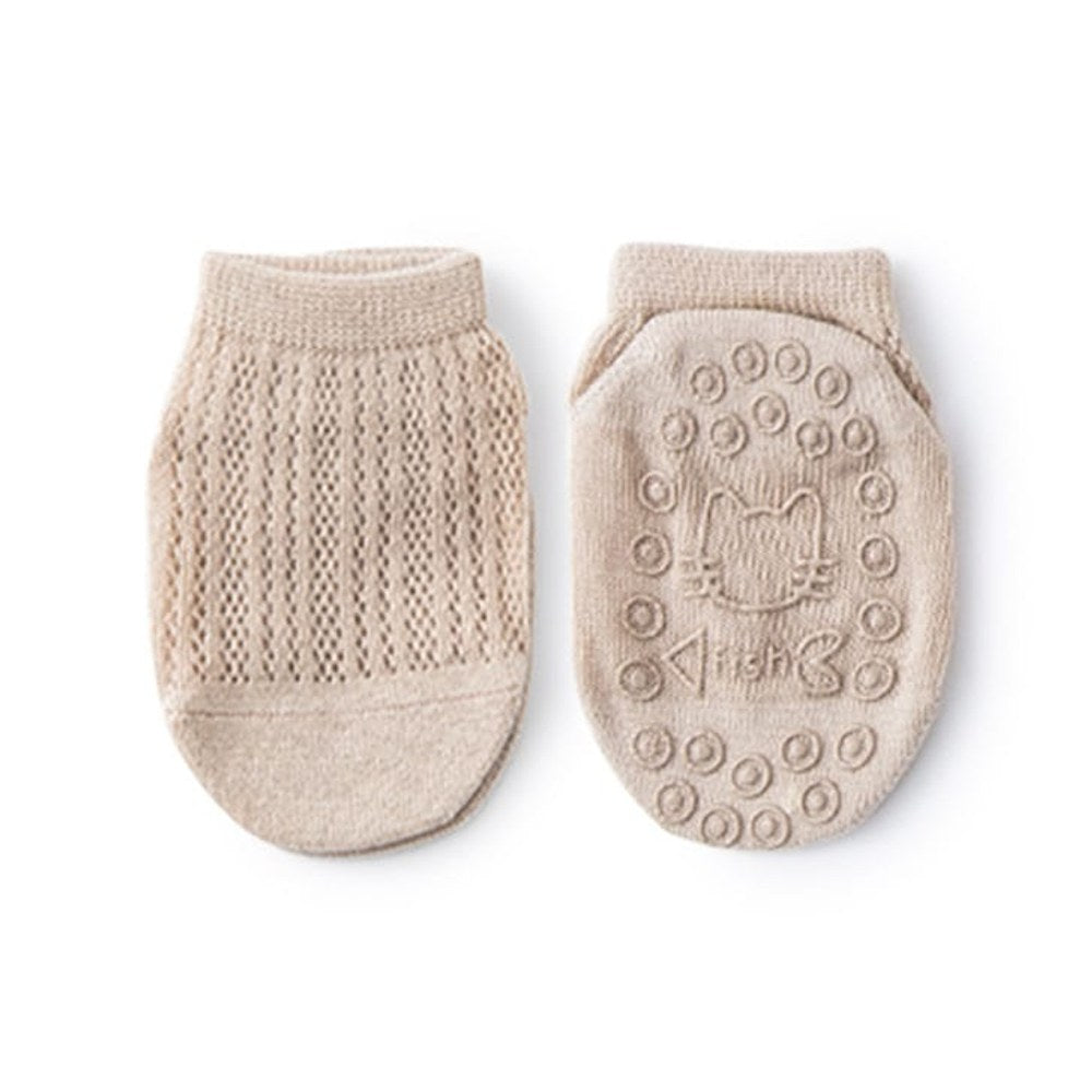 Kids Solid Color Mesh Breathable Design Animal Shape Silicone Bottom Non-Slip Floor Short Socks