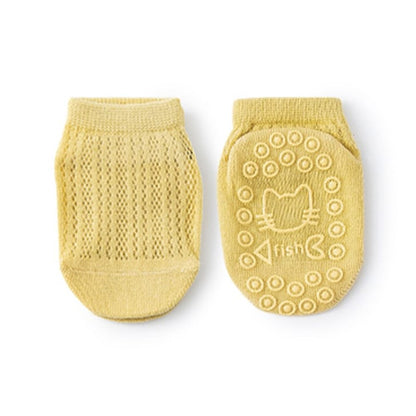 Kids Solid Color Mesh Breathable Design Animal Shape Silicone Bottom Non-Slip Floor Short Socks