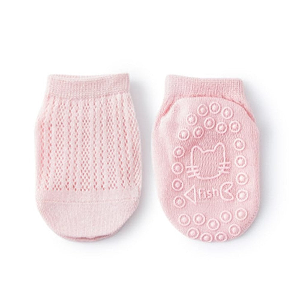 Kids Solid Color Mesh Breathable Design Animal Shape Silicone Bottom Non-Slip Floor Short Socks