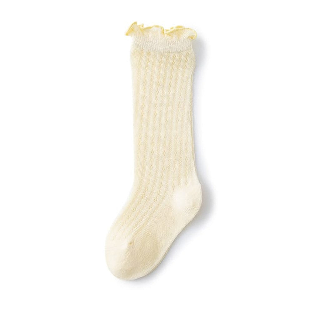 Kids Solid Color Lace Design Mesh Breathable Stocking Anti-mosquito Socks