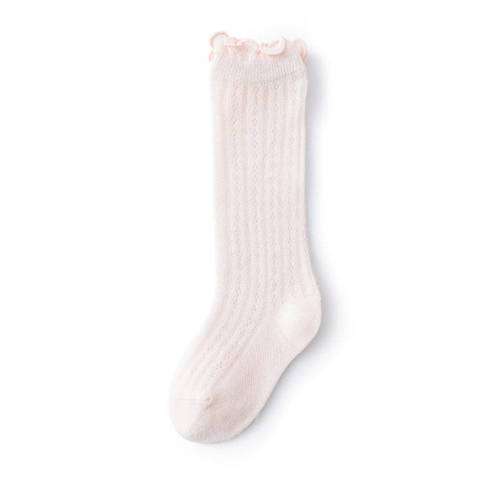 Kids Solid Color Lace Design Mesh Breathable Stocking Anti-mosquito Socks