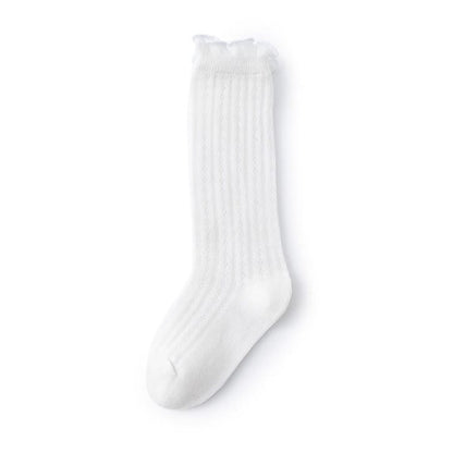 Kids Solid Color Lace Design Mesh Breathable Stocking Anti-mosquito Socks