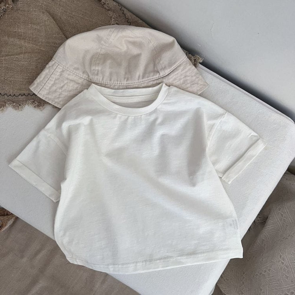 Baby Boy And Girl Solid Color O-Neck Short-Sleeved Basic T-Shirt