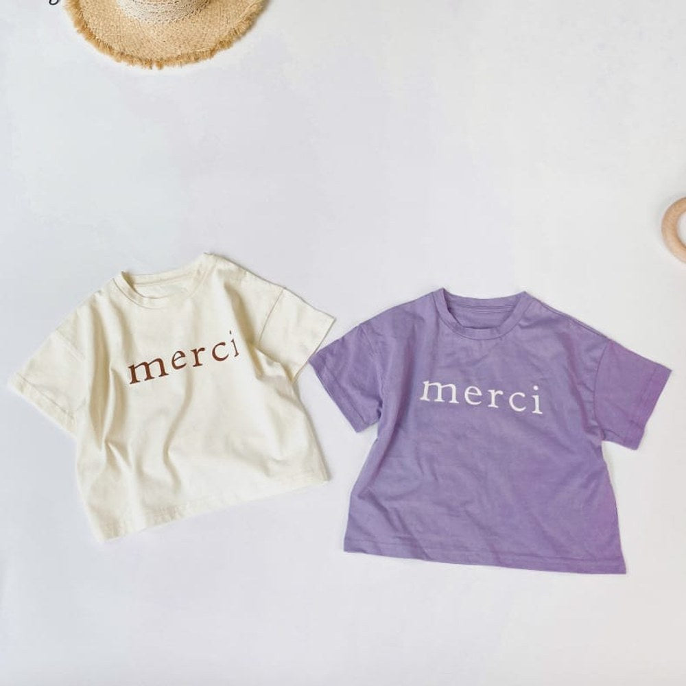 Baby Boy And Girl Letters Print Solid Color O-Neck T-Shirt