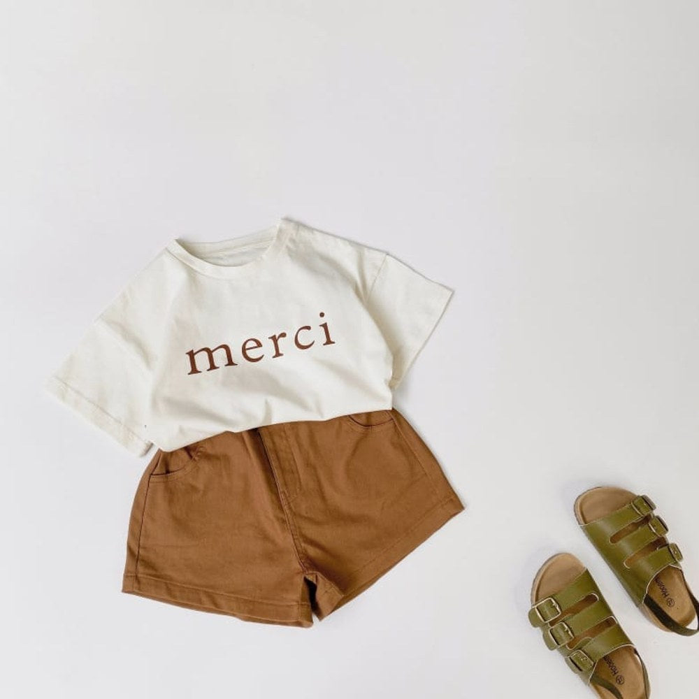 Baby Boy And Girl Letters Print Solid Color O-Neck T-Shirt