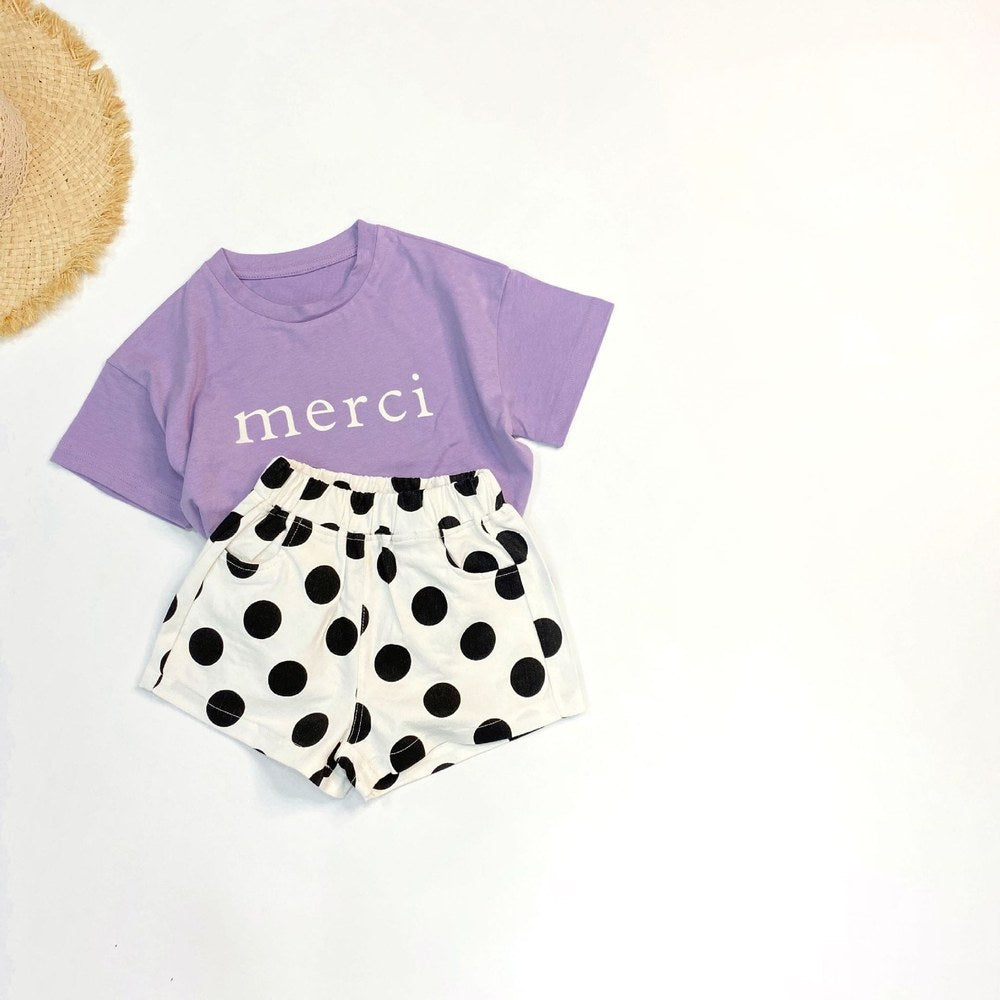 Baby Boy And Girl Letters Print Solid Color O-Neck T-Shirt