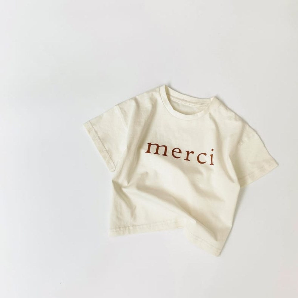 Baby Boy And Girl Letters Print Solid Color O-Neck T-Shirt