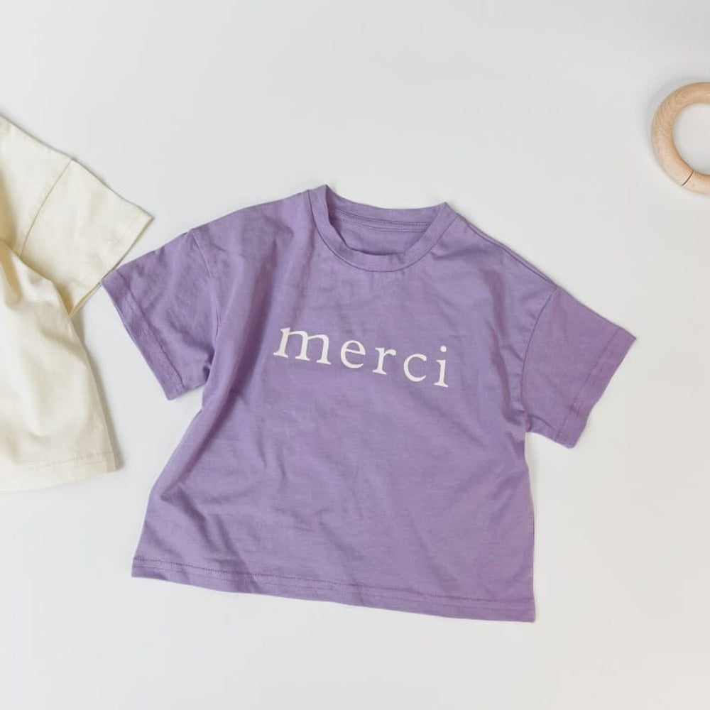 Baby Boy And Girl Letters Print Solid Color O-Neck T-Shirt