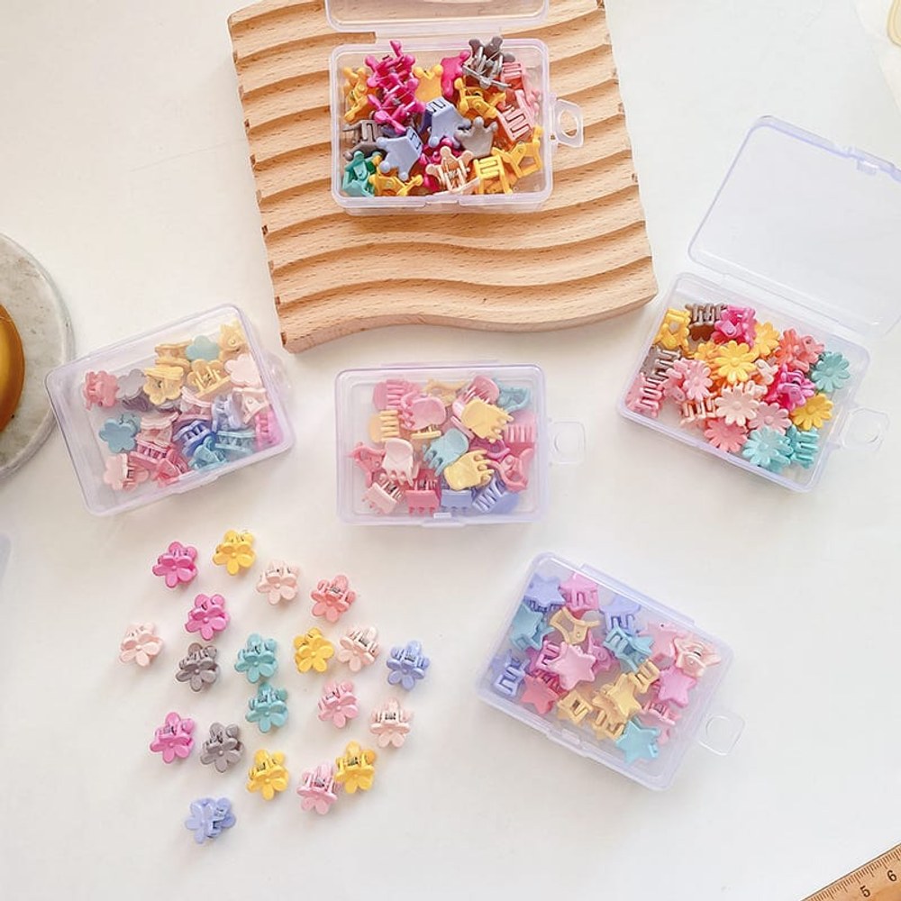 Sweet Girls Candy Color Floral Shape Little Hair Clips 1Box=20 Pieces