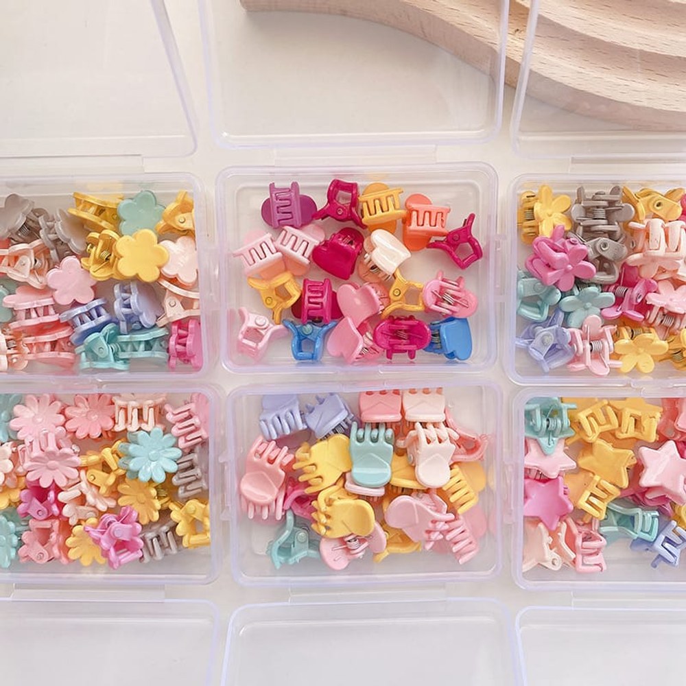 Sweet Girls Candy Color Floral Shape Little Hair Clips 1Box=20 Pieces