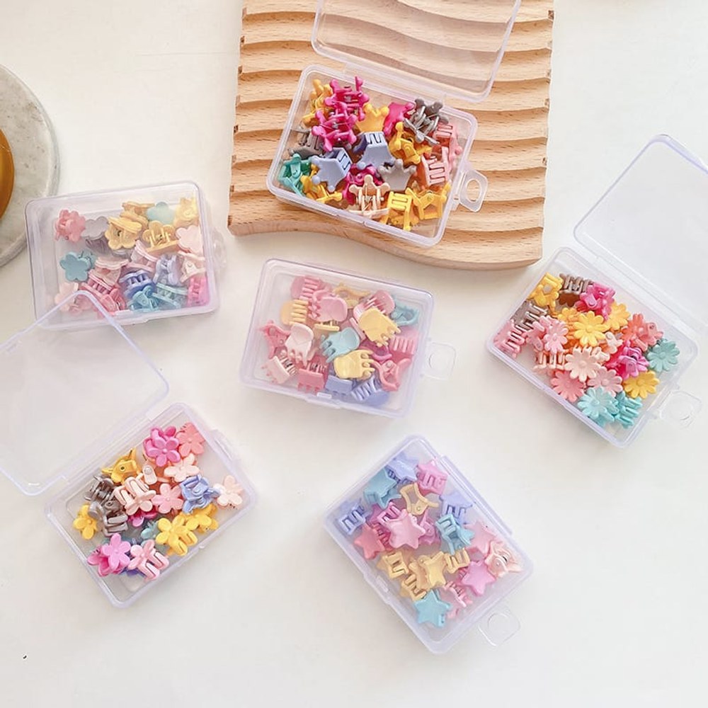 Sweet Girls Candy Color Floral Shape Little Hair Clips 1Box=20 Pieces