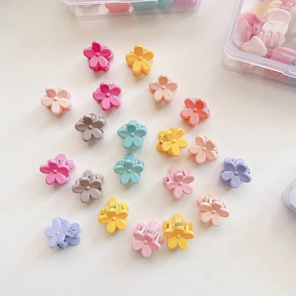 Sweet Girls Candy Color Floral Shape Little Hair Clips 1Box=20 Pieces