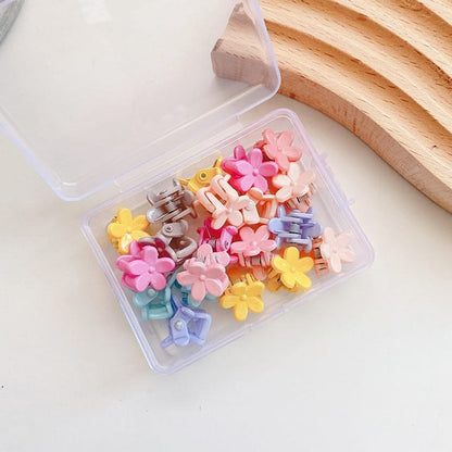 Sweet Girls Candy Color Floral Shape Little Hair Clips 1Box=20 Pieces