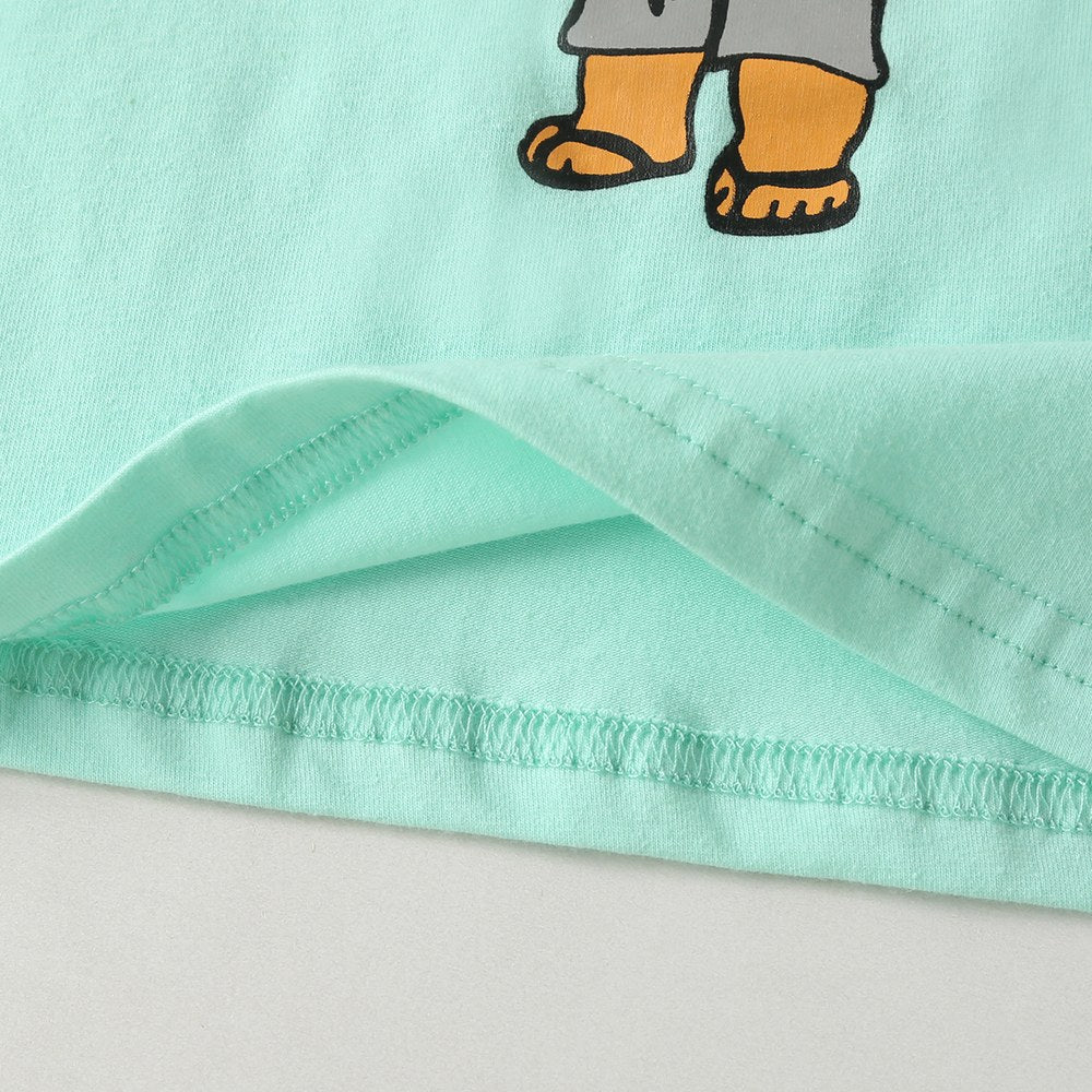Baby Cartoon Bear & Letters Graphic O-Neck Tee Combo Solid Shorts Sets