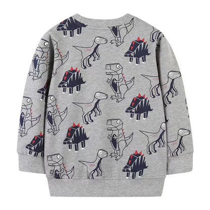 Baby Boy Cartoon Dinosaur Pattern O-Neck Western Style Hoodies