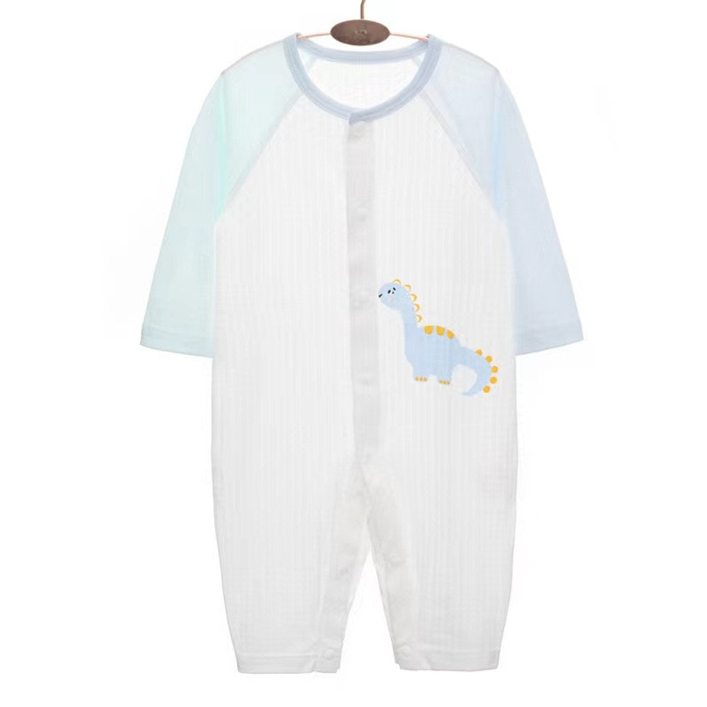 Baby Cartoon Animal Print Pattern Contrast Design Romper Pajamas