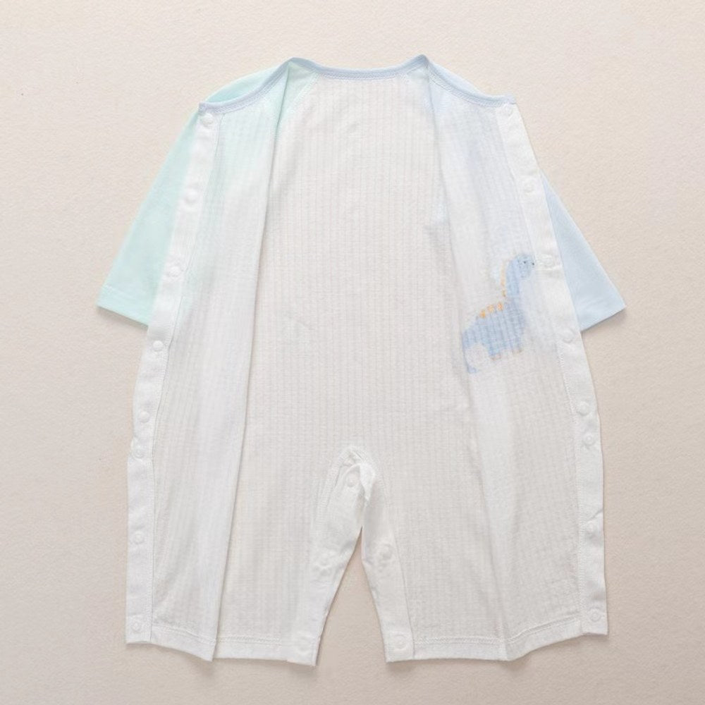 Baby Cartoon Animal Print Pattern Contrast Design Romper Pajamas