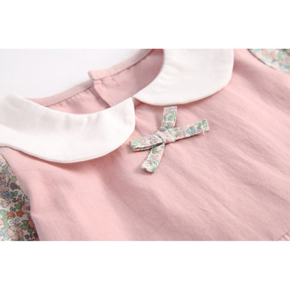 Baby Girl Floral Pattern Doll Neck False 2-Piece Design Cute Bodysuit Bodysuit