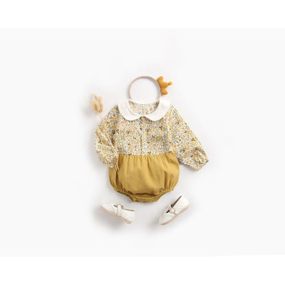 Baby Girl Ditsy Flower Graphic Doll Neck Cute Bodysuit Bodysuit