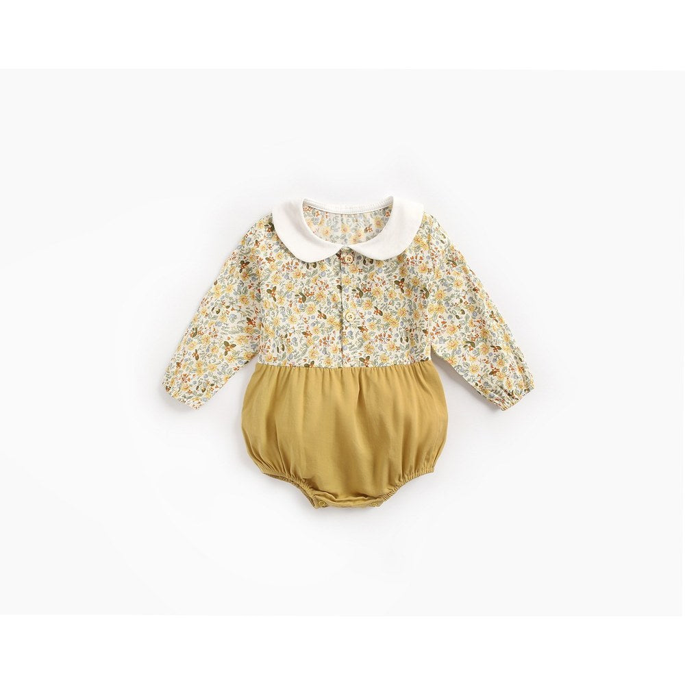 Baby Girl Ditsy Flower Graphic Doll Neck Cute Bodysuit Bodysuit