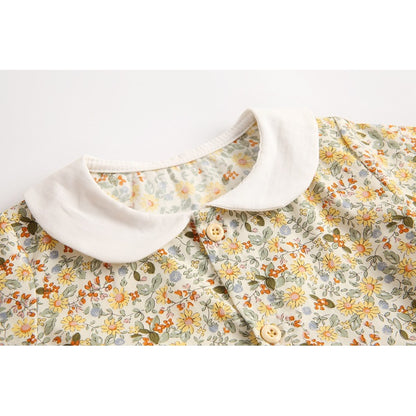 Baby Girl Ditsy Flower Graphic Doll Neck Cute Bodysuit Bodysuit