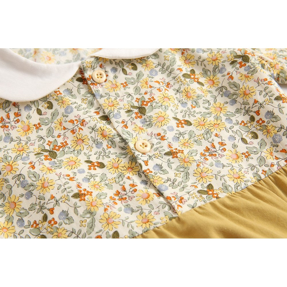 Baby Girl Ditsy Flower Graphic Doll Neck Cute Bodysuit Bodysuit