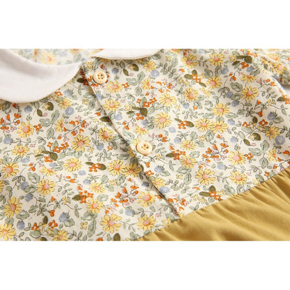 Baby Girl Ditsy Flower Graphic Doll Neck Cute Bodysuit Bodysuit