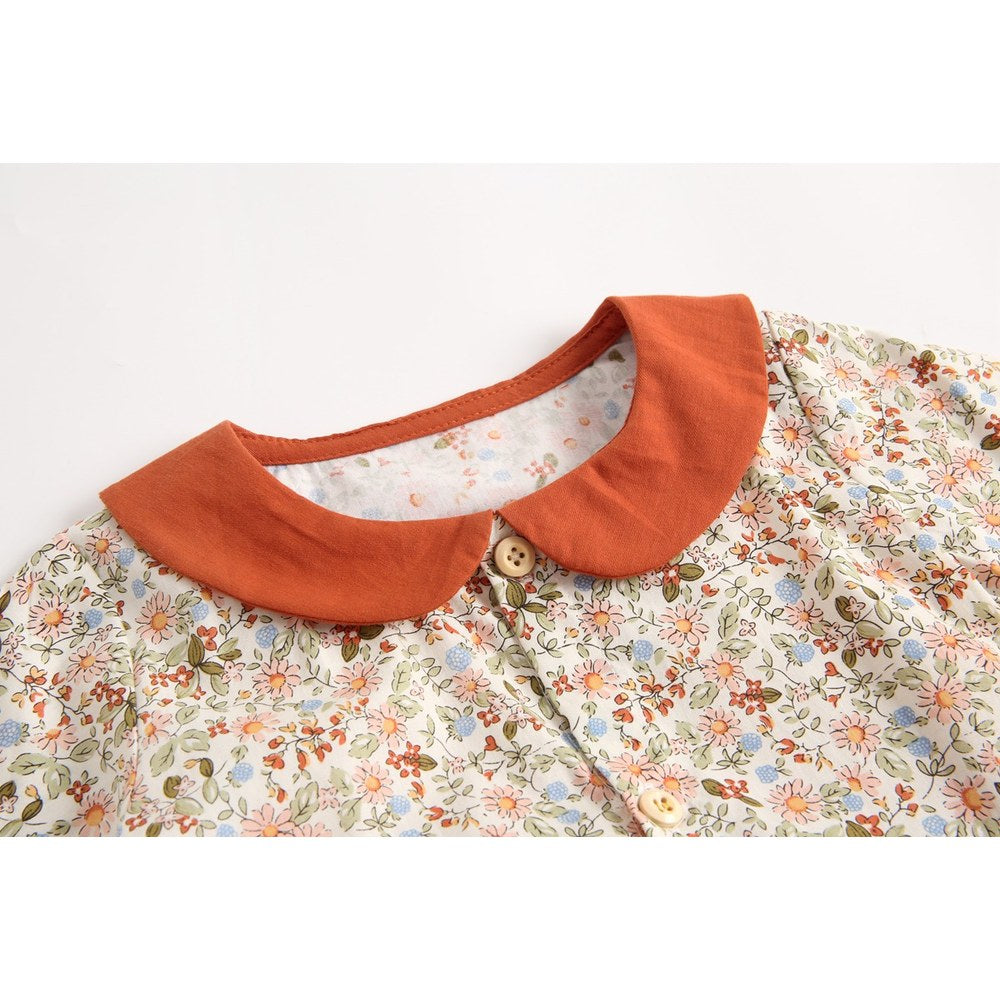 Baby Girl Ditsy Flower Graphic Doll Neck Cute Bodysuit Bodysuit