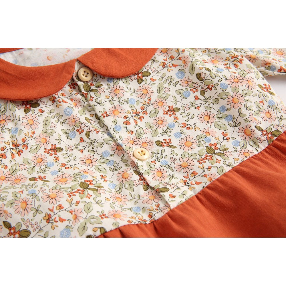 Baby Girl Ditsy Flower Graphic Doll Neck Cute Bodysuit Bodysuit
