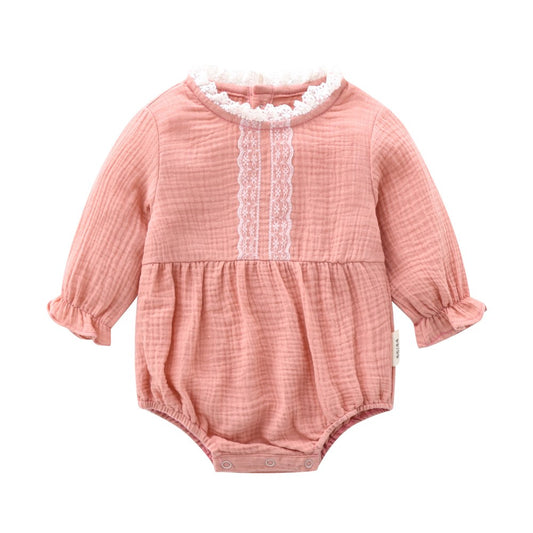 Baby Girl 2pcs Mesh Patchwork Design Solid Color Princess Style Bodysuit Bodysuit