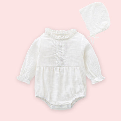 Baby Girl 2pcs Mesh Patchwork Design Solid Color Princess Style Bodysuit Bodysuit