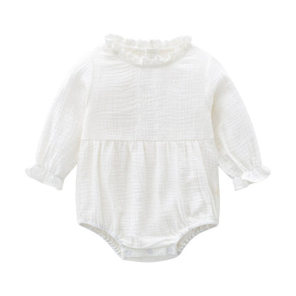 Baby Girl 2pcs Mesh Patchwork Design Solid Color Princess Style Bodysuit Bodysuit