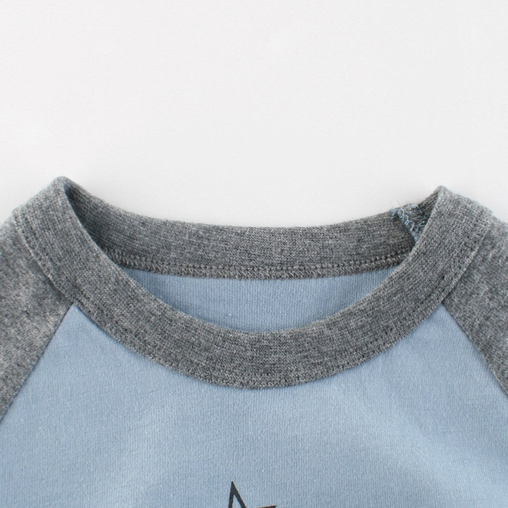 Baby Boy Cartoon Dinosaur Pattern Contrast Design Thin Style Cotton Shirt