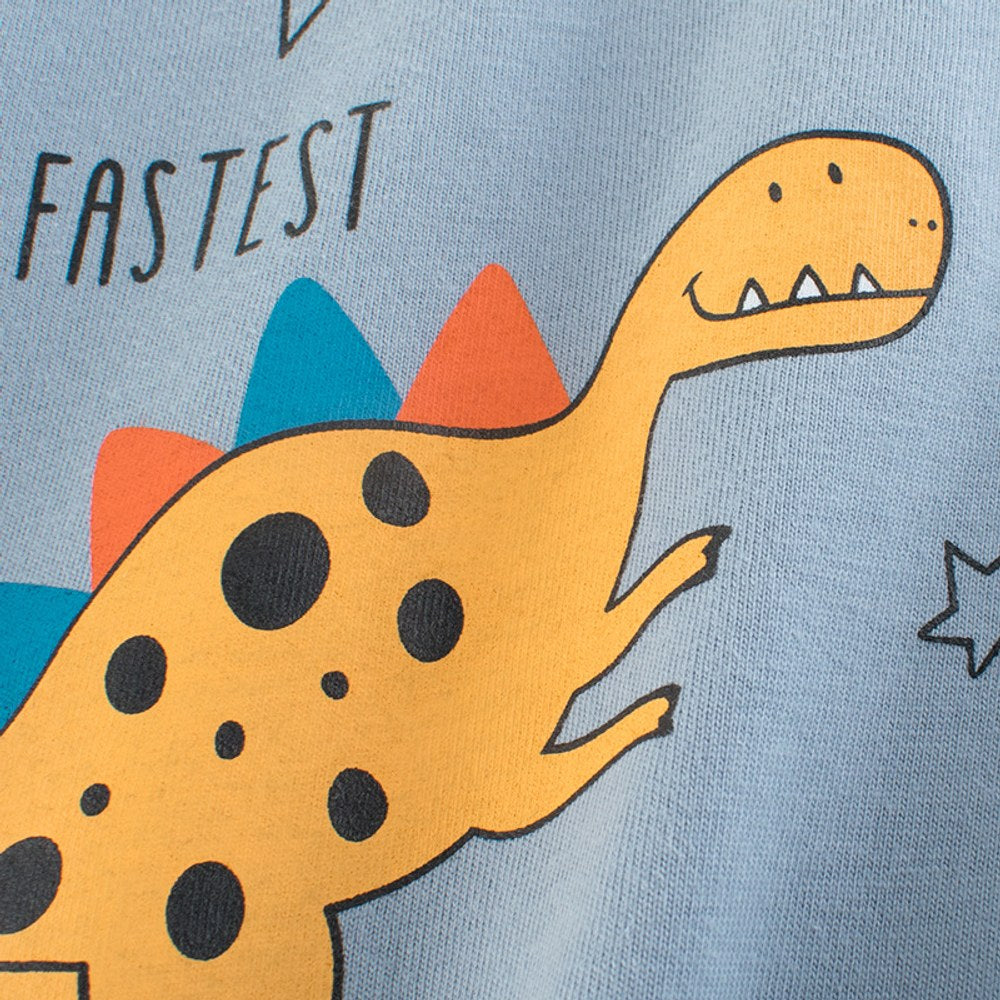 Baby Boy Cartoon Dinosaur Pattern Contrast Design Thin Style Cotton Shirt