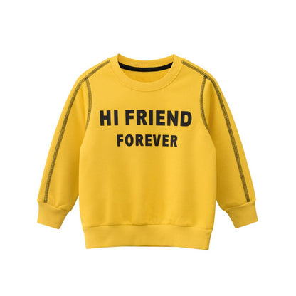 Baby Boy Slogan Graphic New Style Fleece Warm Hoodie In Outfit Wearing