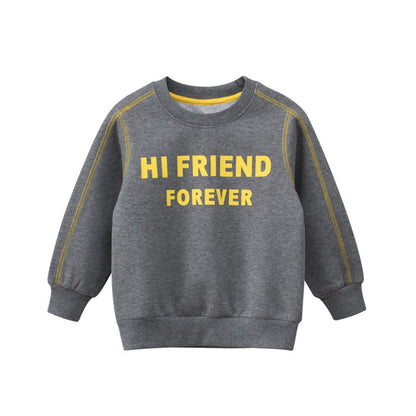 Baby Boy Slogan Graphic New Style Fleece Warm Hoodie In Outfit Wearing