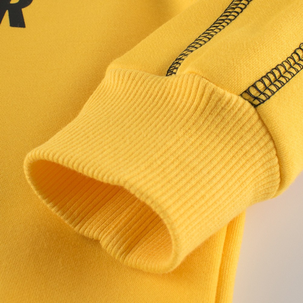 Baby Boy Slogan Graphic New Style Fleece Warm Hoodie In Outfit Wearing
