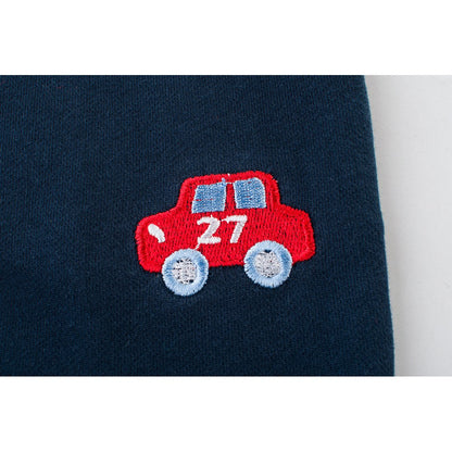 Baby Cartoon Car Graphic Side Striped Pattern Cute Fashion Trousers