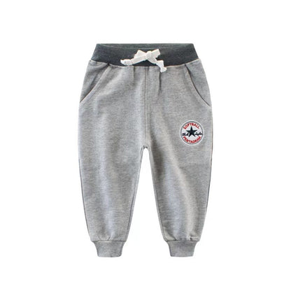 Baby Applique Embroidered Pattern Solid Color College Style Trousers