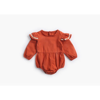 Baby Girl Solid Color Butterfly Sleeves Design Sailor Style Bodysuit Bodysuit
