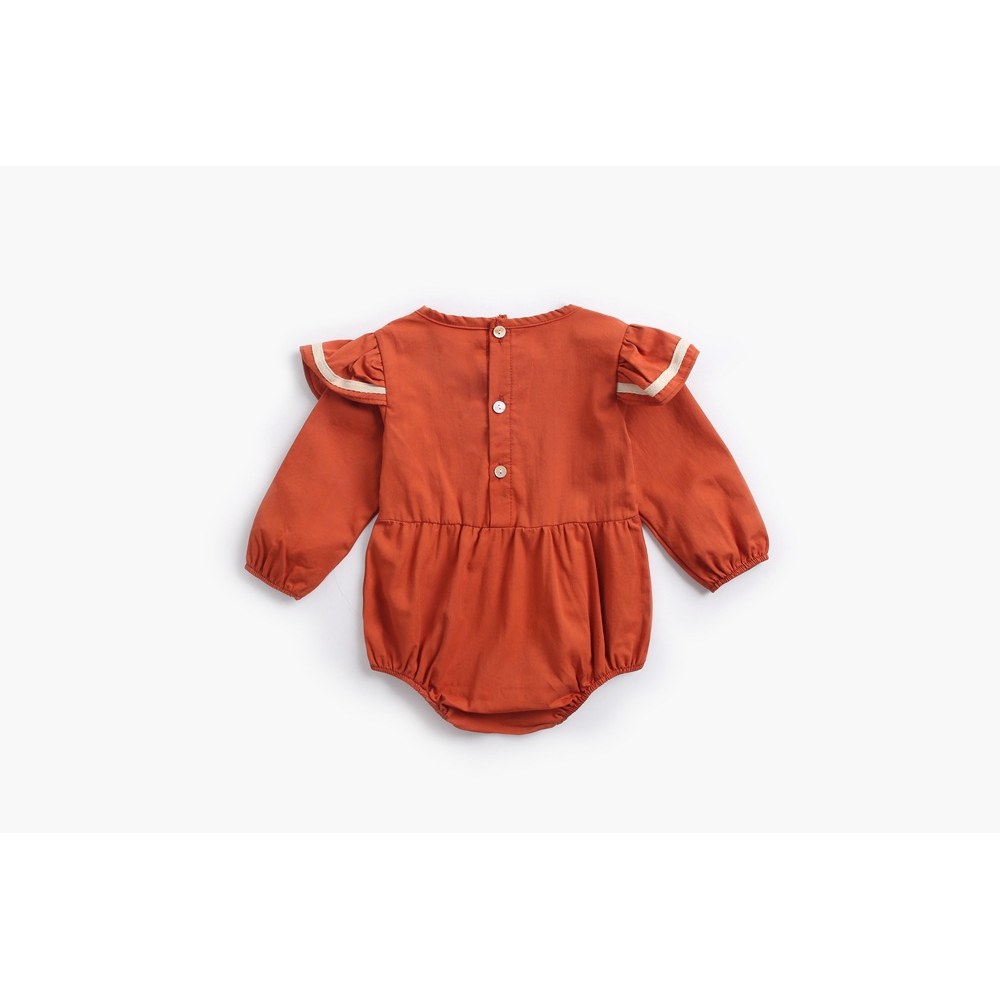 Baby Girl Solid Color Butterfly Sleeves Design Sailor Style Bodysuit Bodysuit