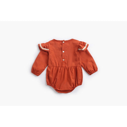 Baby Girl Solid Color Butterfly Sleeves Design Sailor Style Bodysuit Bodysuit