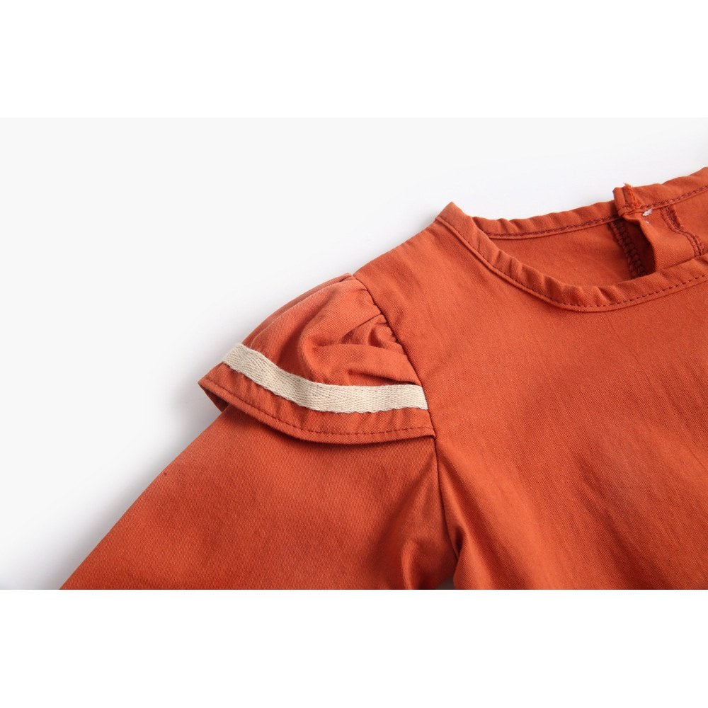 Baby Girl Solid Color Butterfly Sleeves Design Sailor Style Bodysuit Bodysuit