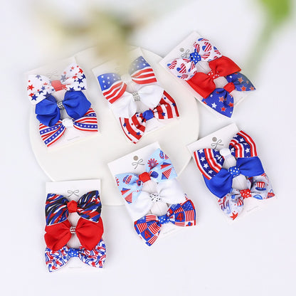Independence Day Handmade American Flag Hair Clips 1Bags=3Pieces