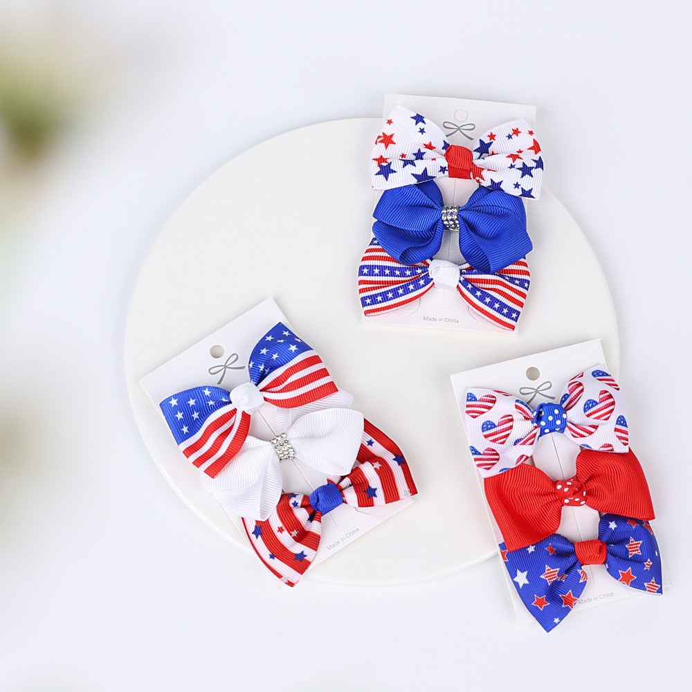 Independence Day Handmade American Flag Hair Clips 1Bags=3Pieces