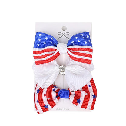 Independence Day Handmade American Flag Hair Clips 1Bags=3Pieces