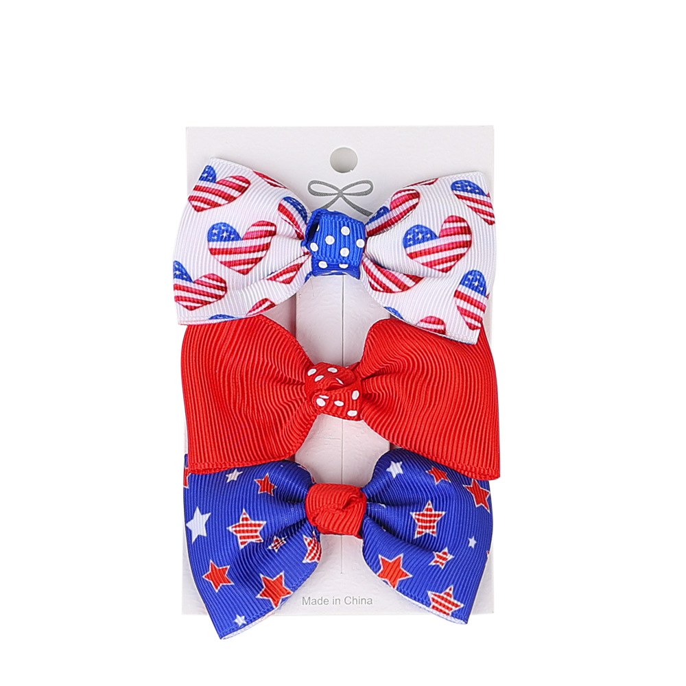 Independence Day Handmade American Flag Hair Clips 1Bags=3Pieces