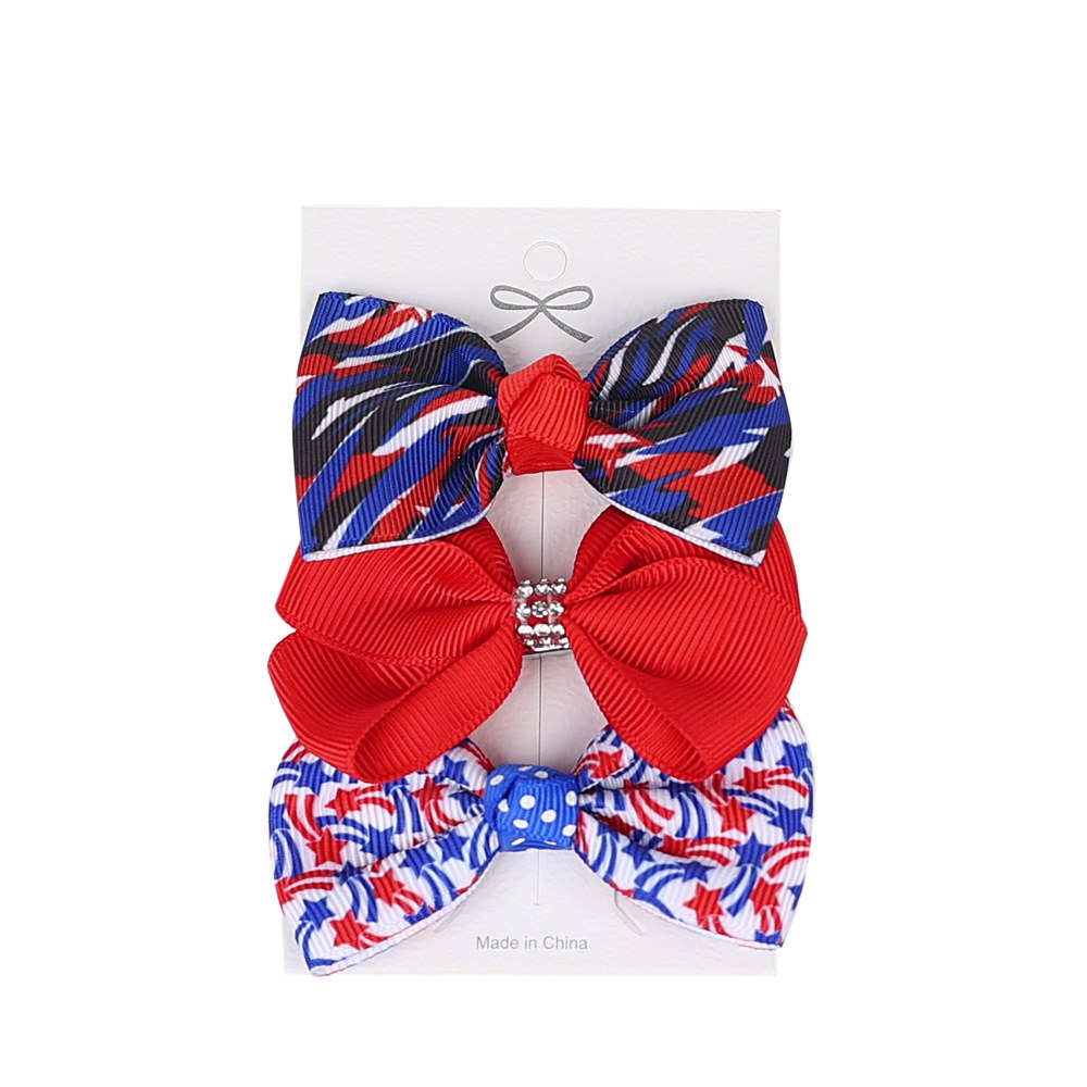 Independence Day Handmade American Flag Hair Clips 1Bags=3Pieces