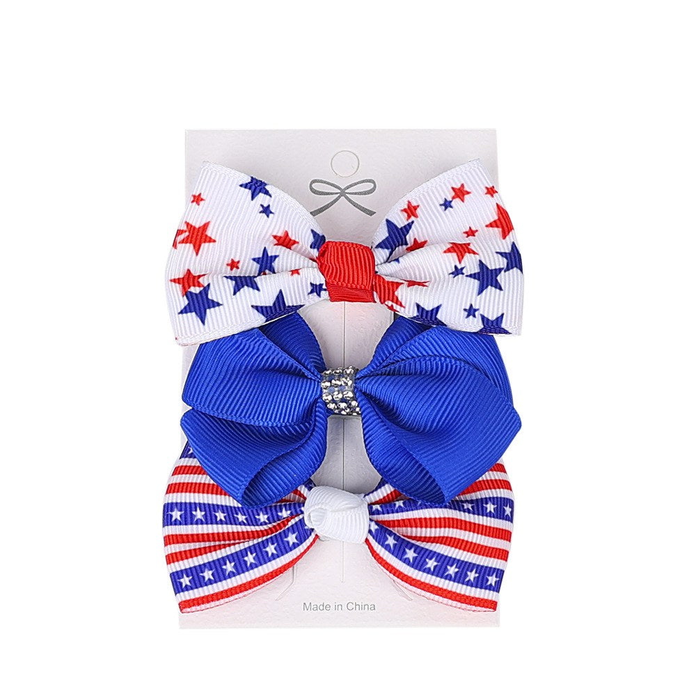 Independence Day Handmade American Flag Hair Clips 1Bags=3Pieces