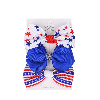 Independence Day Handmade American Flag Hair Clips 1Bags=3Pieces